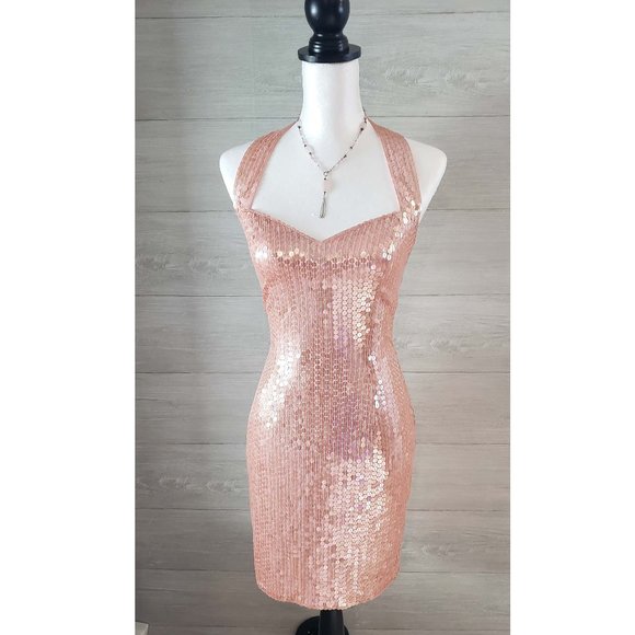 Dresses & Skirts - 90’s Pale Pink Sequined Formal Dress (2)